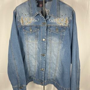 Isabel Hayley Timeless Trends Western Embroidered Denim Jacket w/sparkle accents